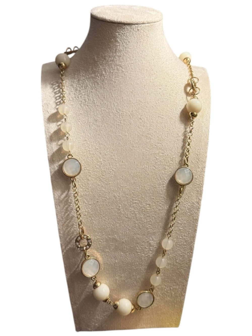 Charming Charlie Gold-Tone Necklace with Cream and Mother-of-Pearl Accents